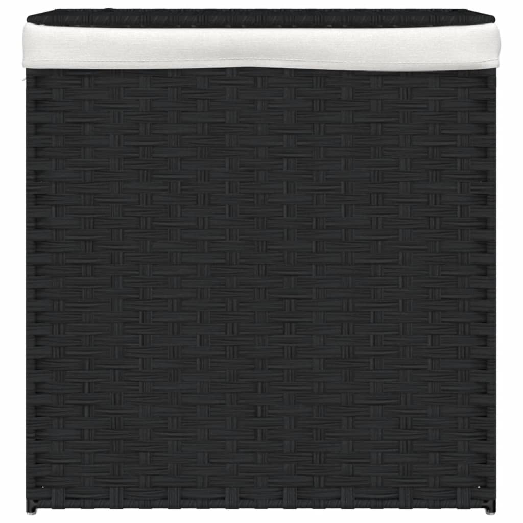 Vidaxl Lavandry Basket con 2 scomparti 53x35x57 cm poli rattan nero
