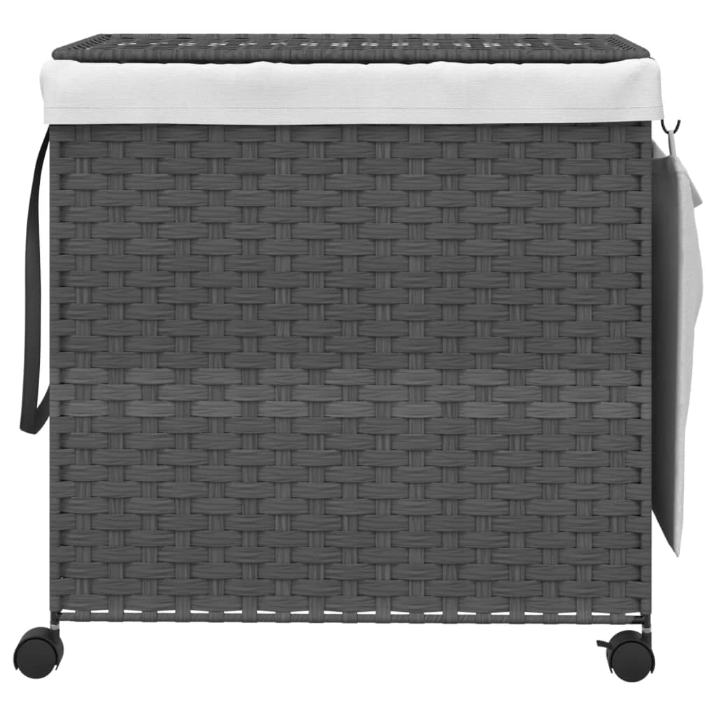 Vidaxl Laundry Basket on Wheels 60x35x60.5 cm Rattan Grey