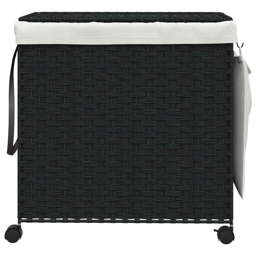 Vidaxl Basket lavanderia su ruote 60x35x60,5 cm rattan nero
