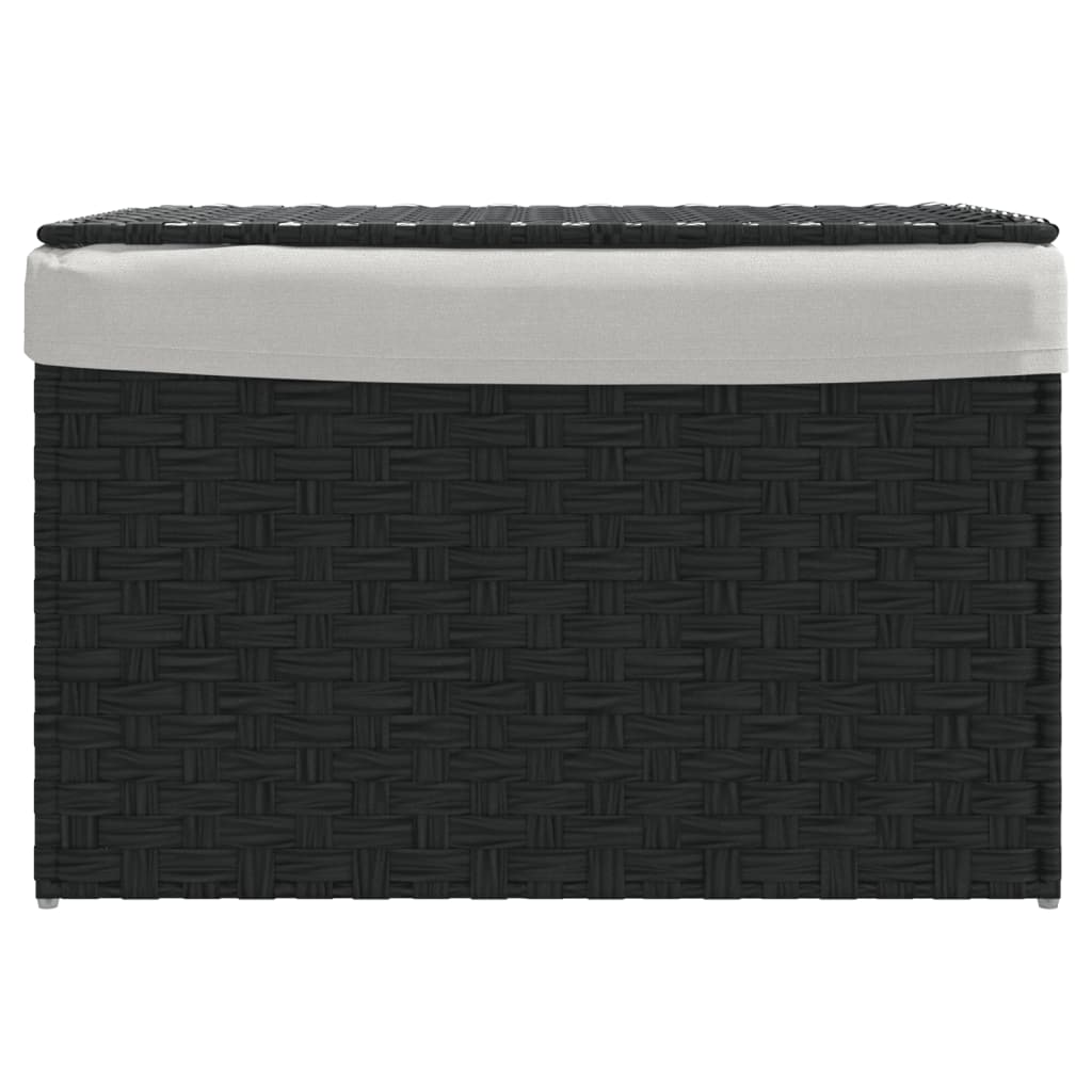 Vidaxl Laundry Ceste con coperchio 55.5x35x34 cm Poly Rattan Black