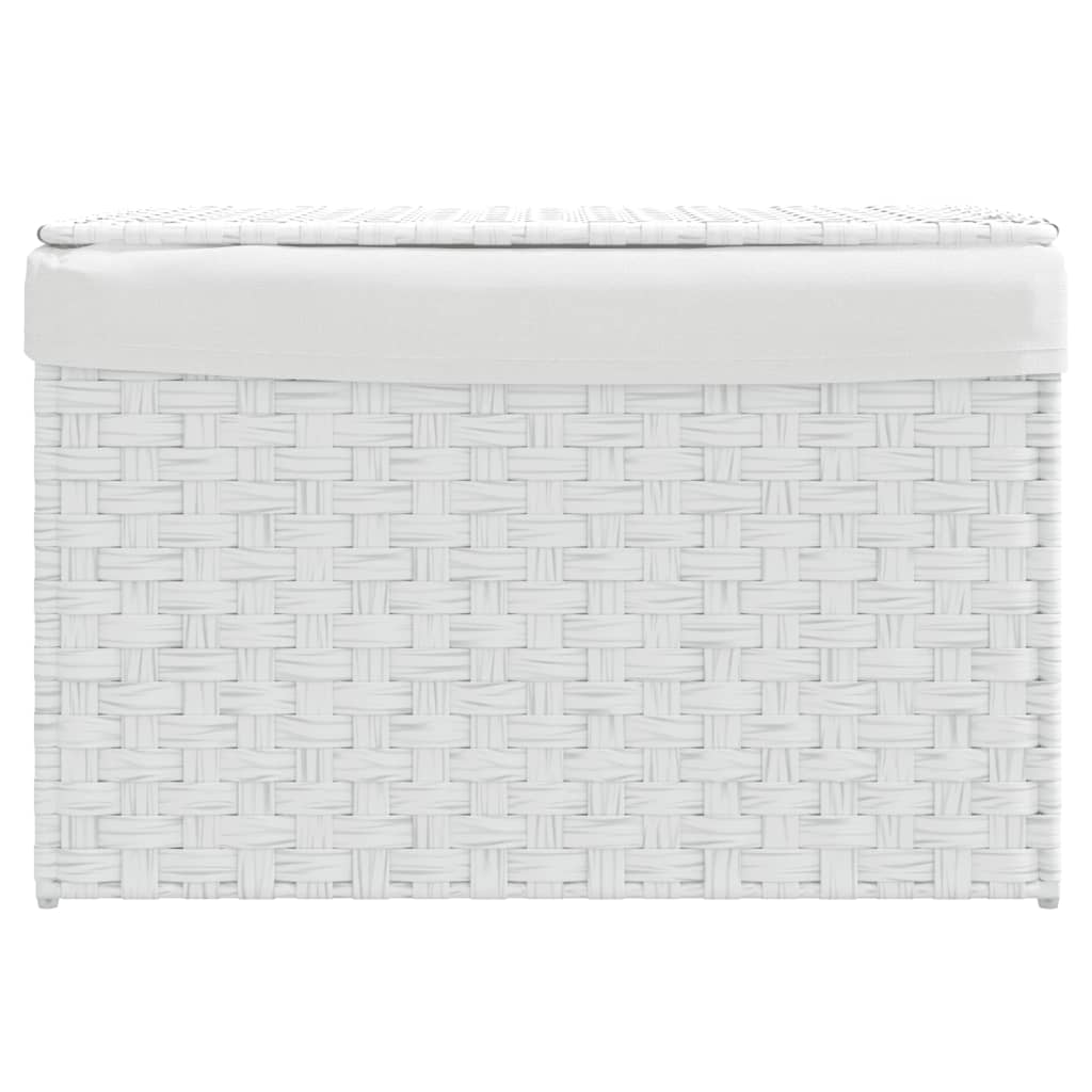 Vidaxl Lavandry Basket con coperchio 55.5x35x34 cm Poly Rattan White