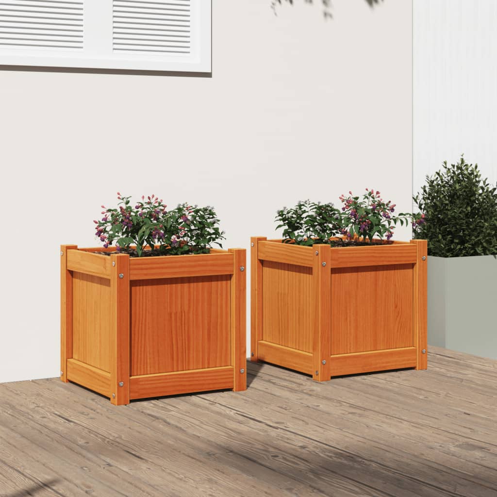 Vidaxl Fioterrs 2 PC CM Solid Pine Wash Brown