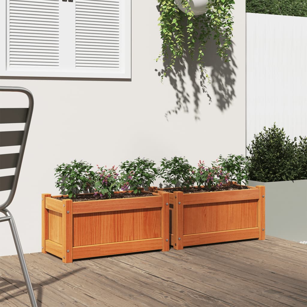 Vidaxl Fioterrs 2 PC CM Solid Pine Wash Brown