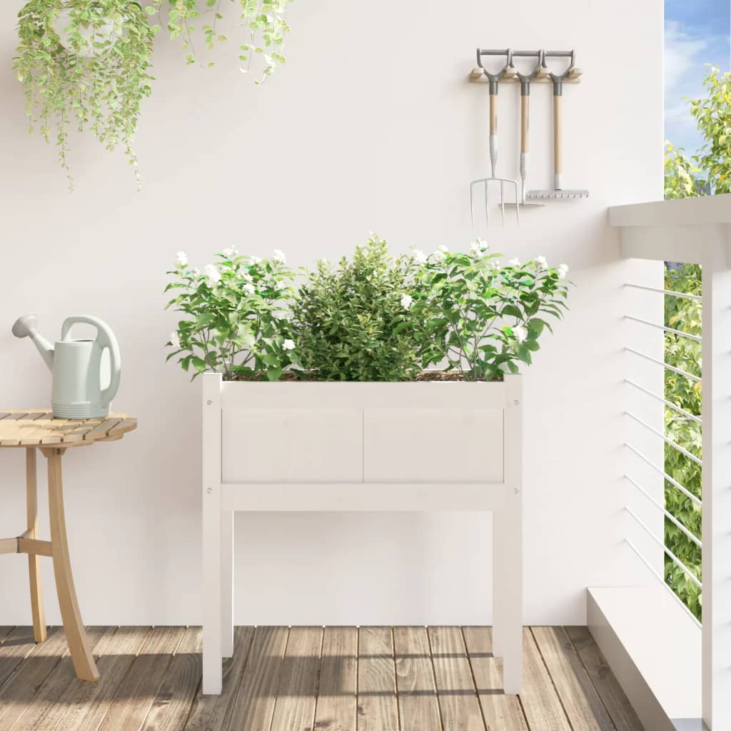 Scatola di pianificazione Vidaxl con gambe 70x31x70 cm Pino solido bianco