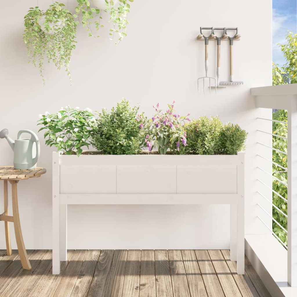 Fioriere Vidaxl con gambe 110x31x70 cm Pino solido bianco