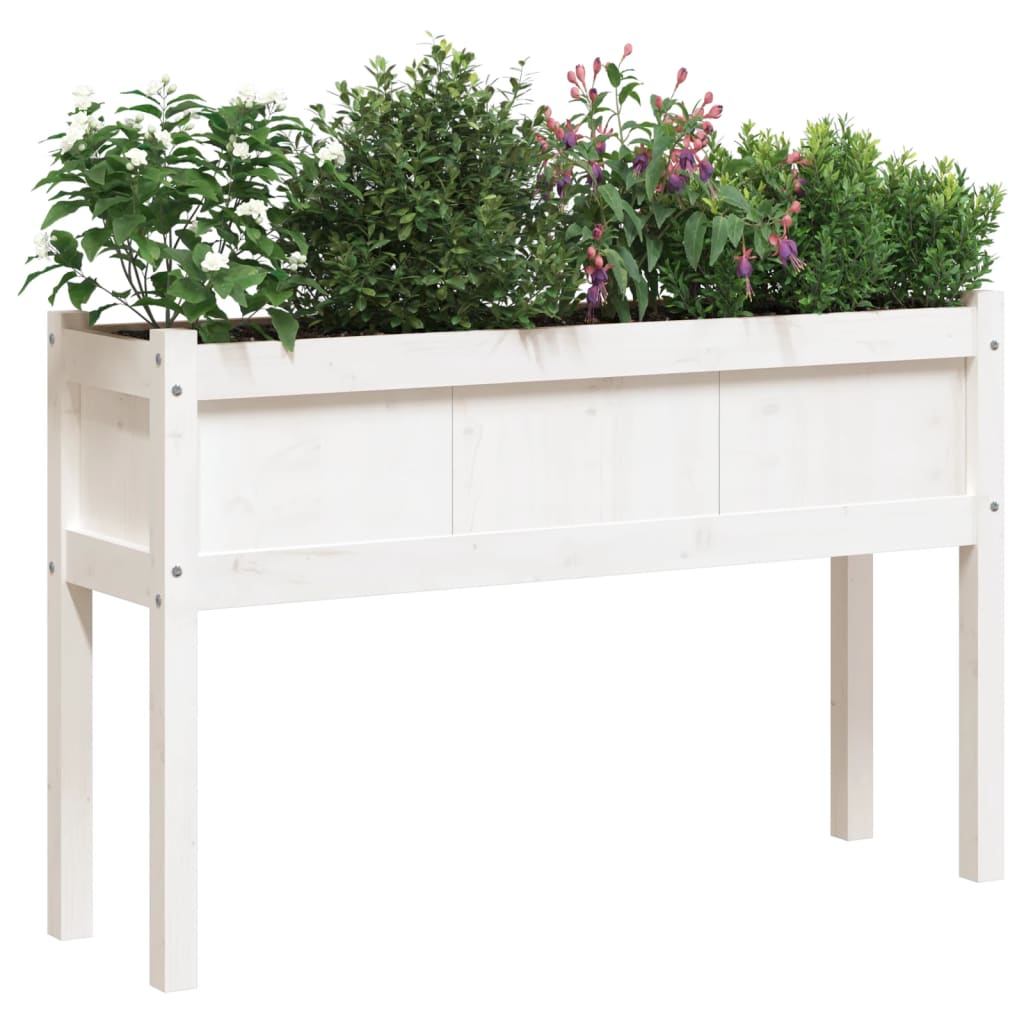 Vidaxl fioriere con poots 2 pezzi Pine solido wit bianco