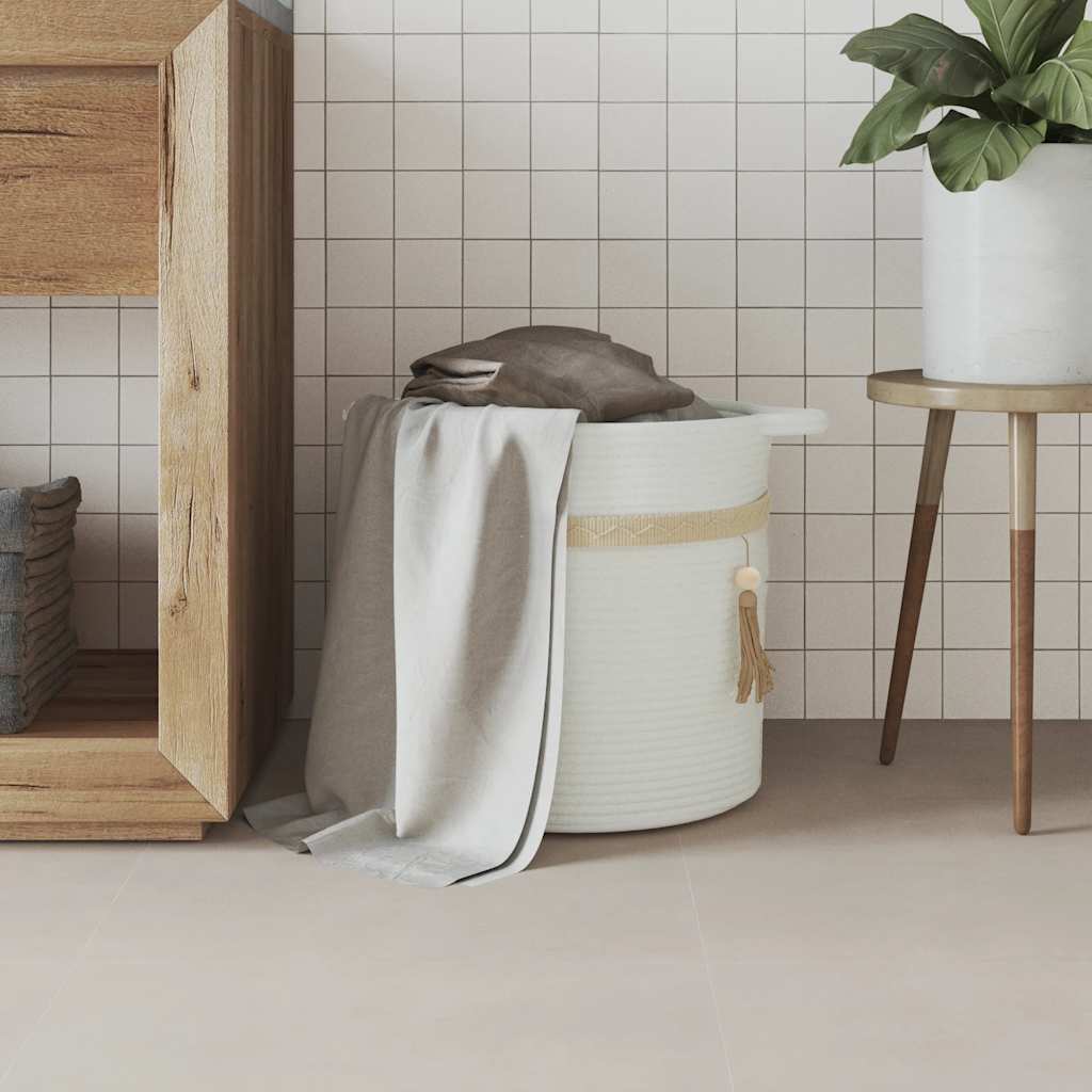 Vidaxl Cesto di stoccaggio Ø 38x36 cm di cotone bianco