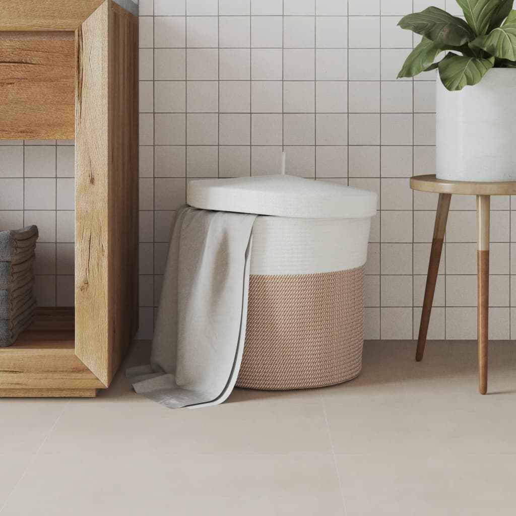 Vidaxx cesta de almacenaje con tapa ø 40x35 cm algodón marrón y blanco