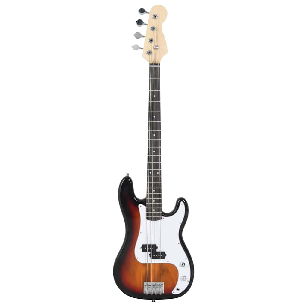 Vidaxl basgitaar voor beginners elektrisch met tas 4 4 46 bruin wit