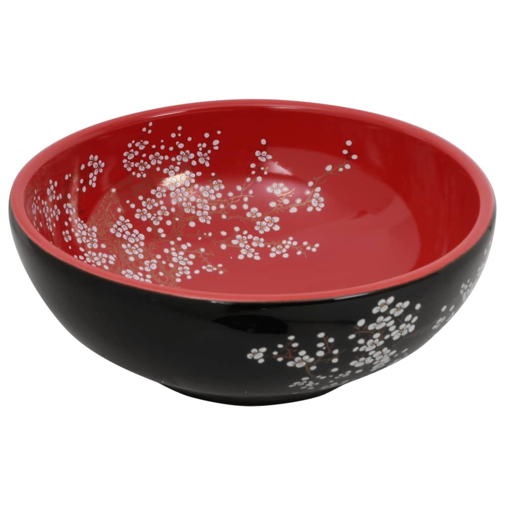 Lavello da appoggio Vidaxx rotondo φ41x14 cm in ceramica nera e rossa