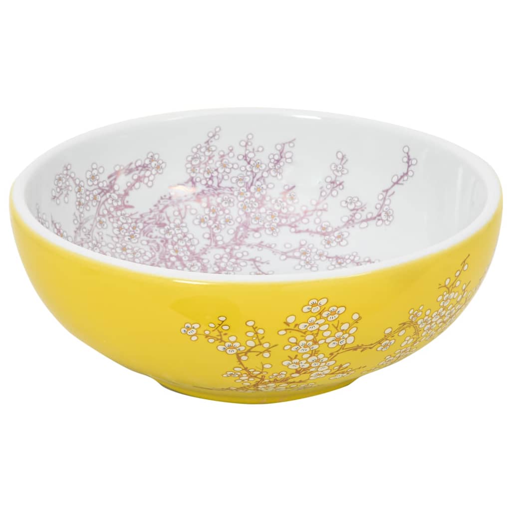 Vidaxl Straction Wasker Round φ41x14 cm Cerámico blanco y amarillo