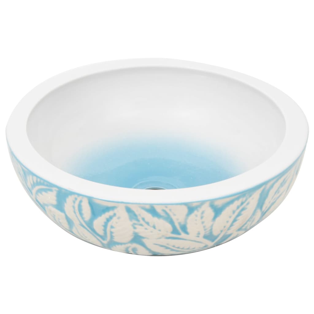 Lavello da appoggio Vidaxx rotondo φ41x14 cm in ceramica bianca e blu