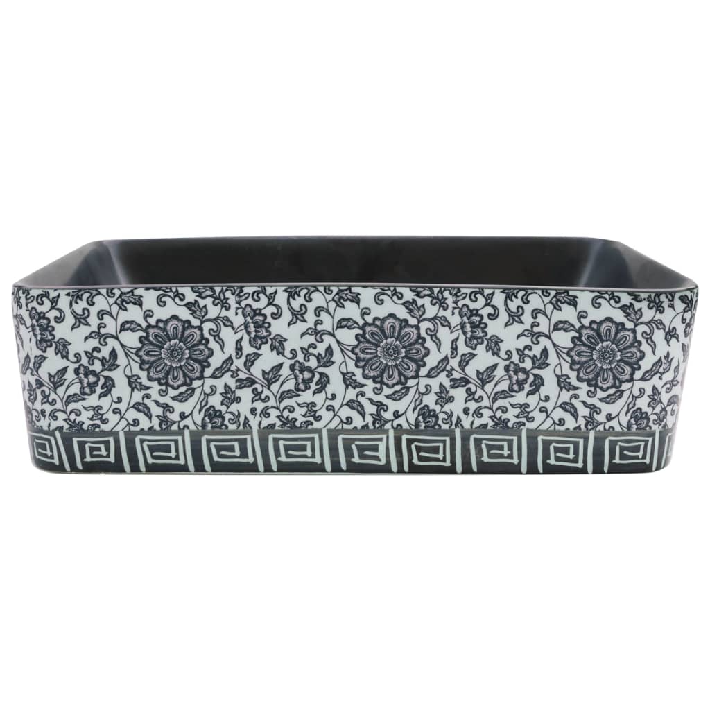 Lavello da appoggio Vidaxx rettangolare 46x35,5x13 cm in ceramica nero e blu
