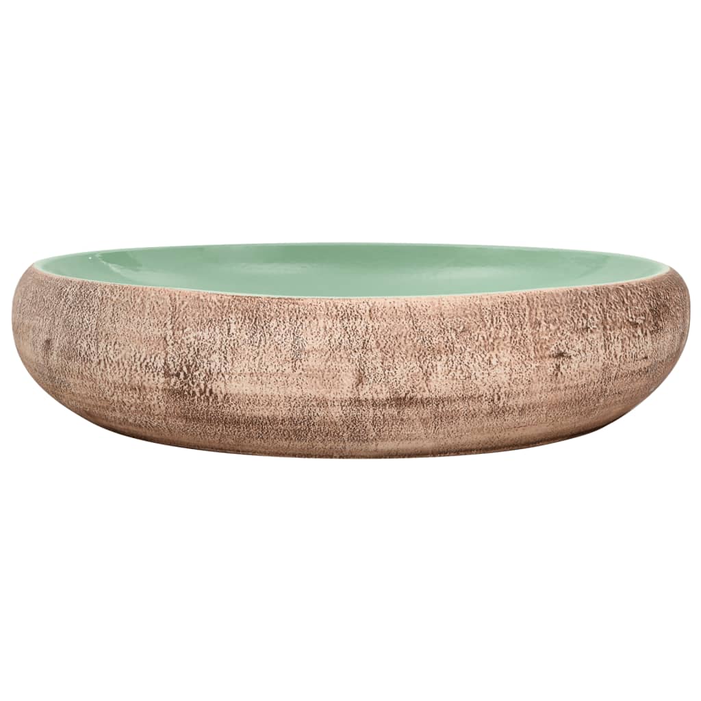 Vidaxl Straction Wasker Ovaal 59x40x15 cm Verde ceramico e marrone