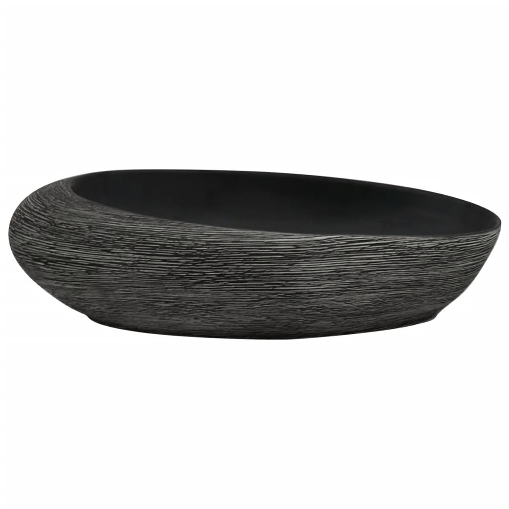 Lavabo da appoggio Vidaxx ovale 59x40x14 cm in ceramica grigia e nera