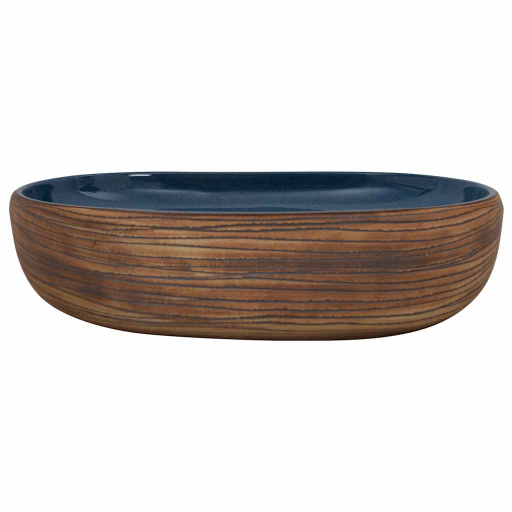 Vidaxl Straction Wasker Ovaal 59x40x14 cm Ceramica marrone e blu
