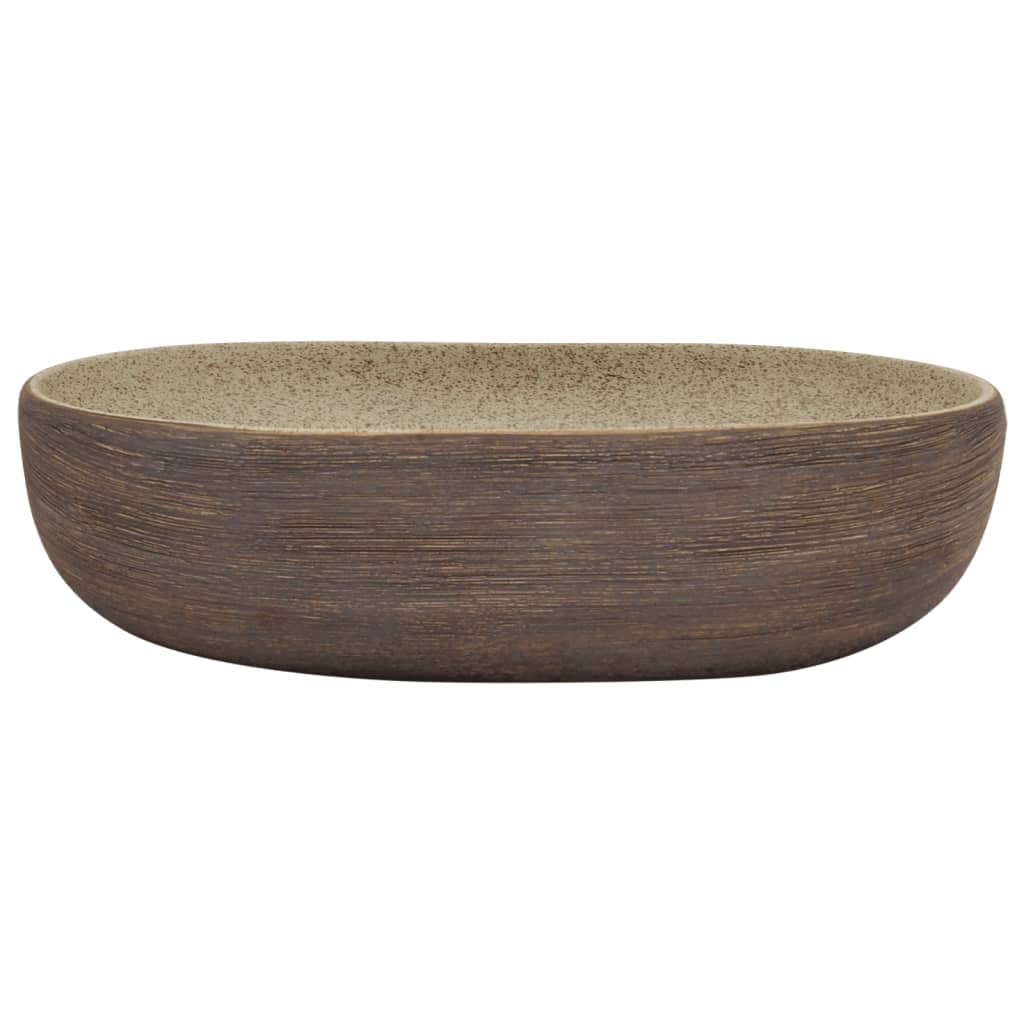 Vidaxl Straction Wash Ban Ovaal 59x40x14 cm sabbia ceramica e marrone