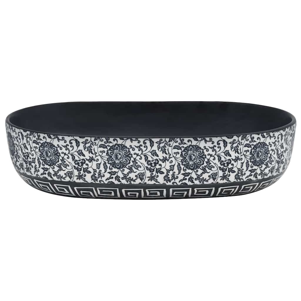 Vidaxl Straction Wasker Ovaal 59x40x14 cm ceramico nero e blu