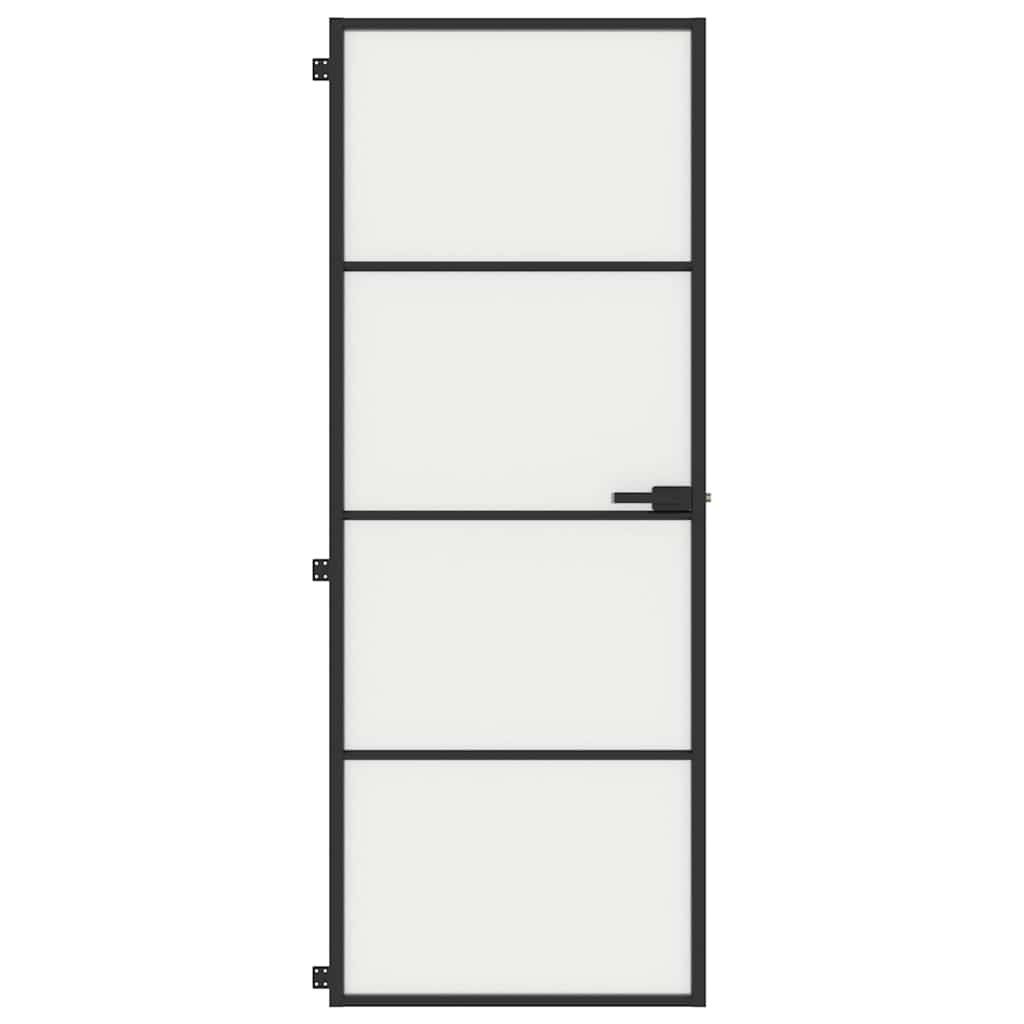Porta interna vidaxl stretta 76x201,5 cm vetro indurito e nero in alluminio