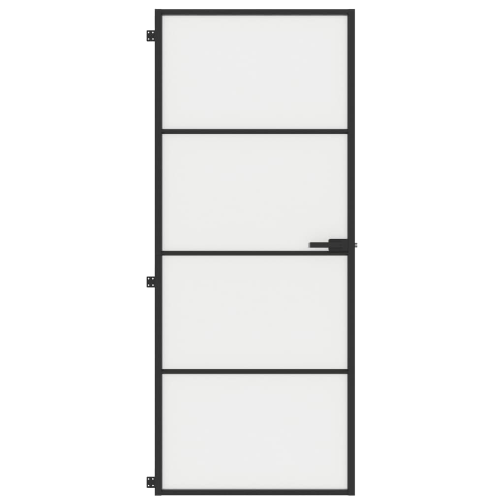 Vidaxl Porta interna stretta 83x201,5 cm in vetro indurito e nero in alluminio