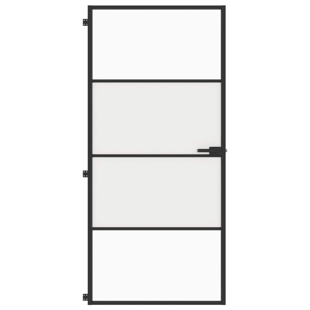 Vidaxl Porta interna stretta 93x201,5 cm in vetro indurito e nero in alluminio