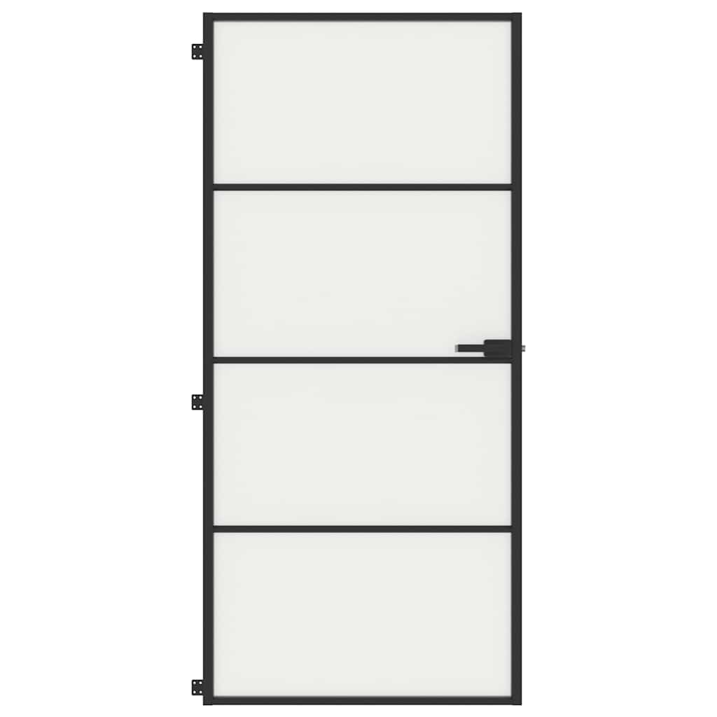 Vidaxl Porta interna stretta 93x201,5 cm in vetro indurito e nero in alluminio