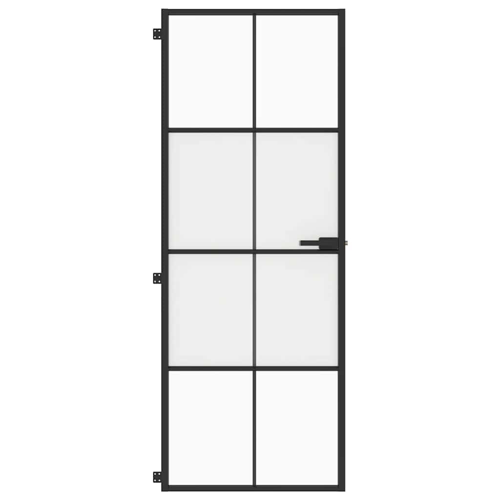 Porta interna Vidaxx stretta 76x201,5 cm vetro temperato e alluminio nero