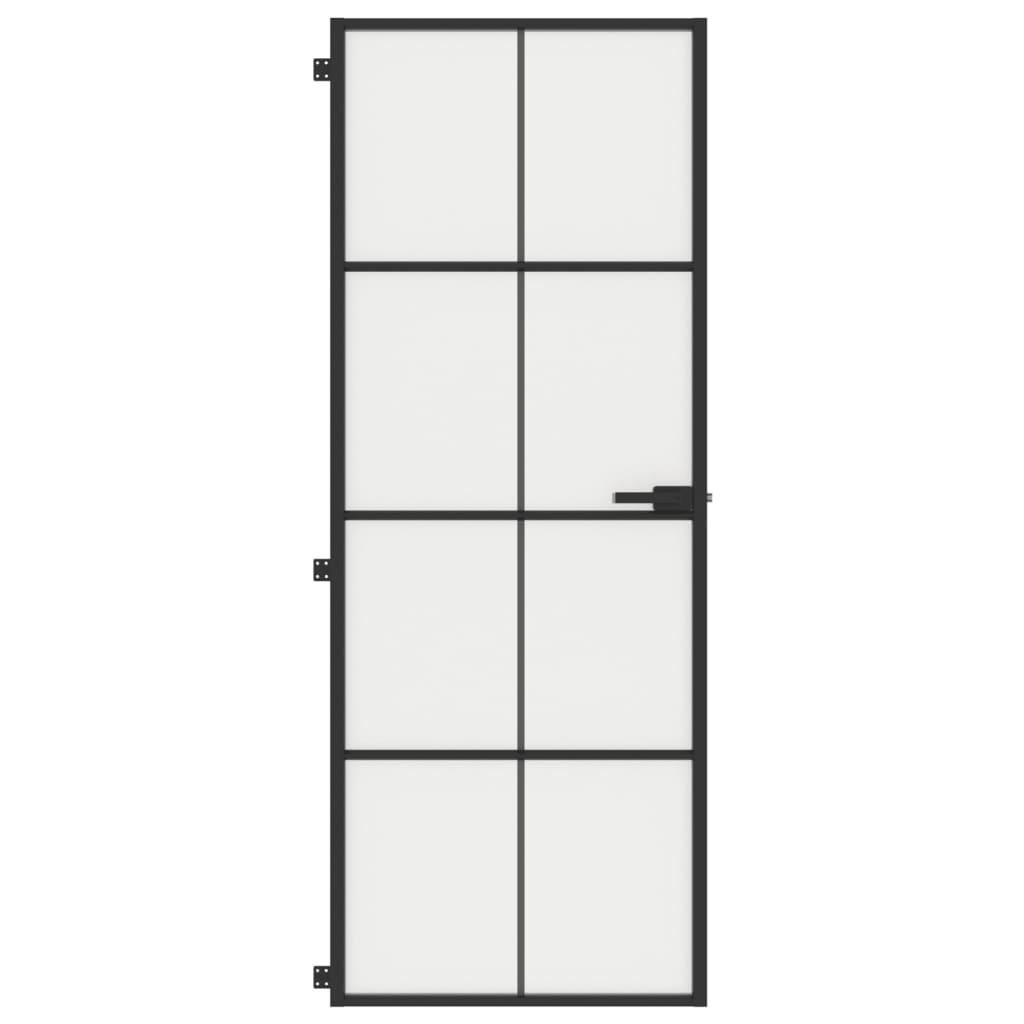 Porta interna vidaxl stretta 76x201,5 cm vetro indurito e nero in alluminio