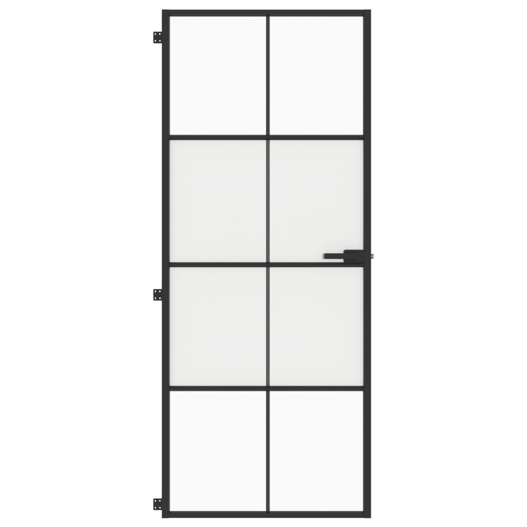 Vidaxl Porta interna stretta 83x201,5 cm in vetro indurito e nero in alluminio