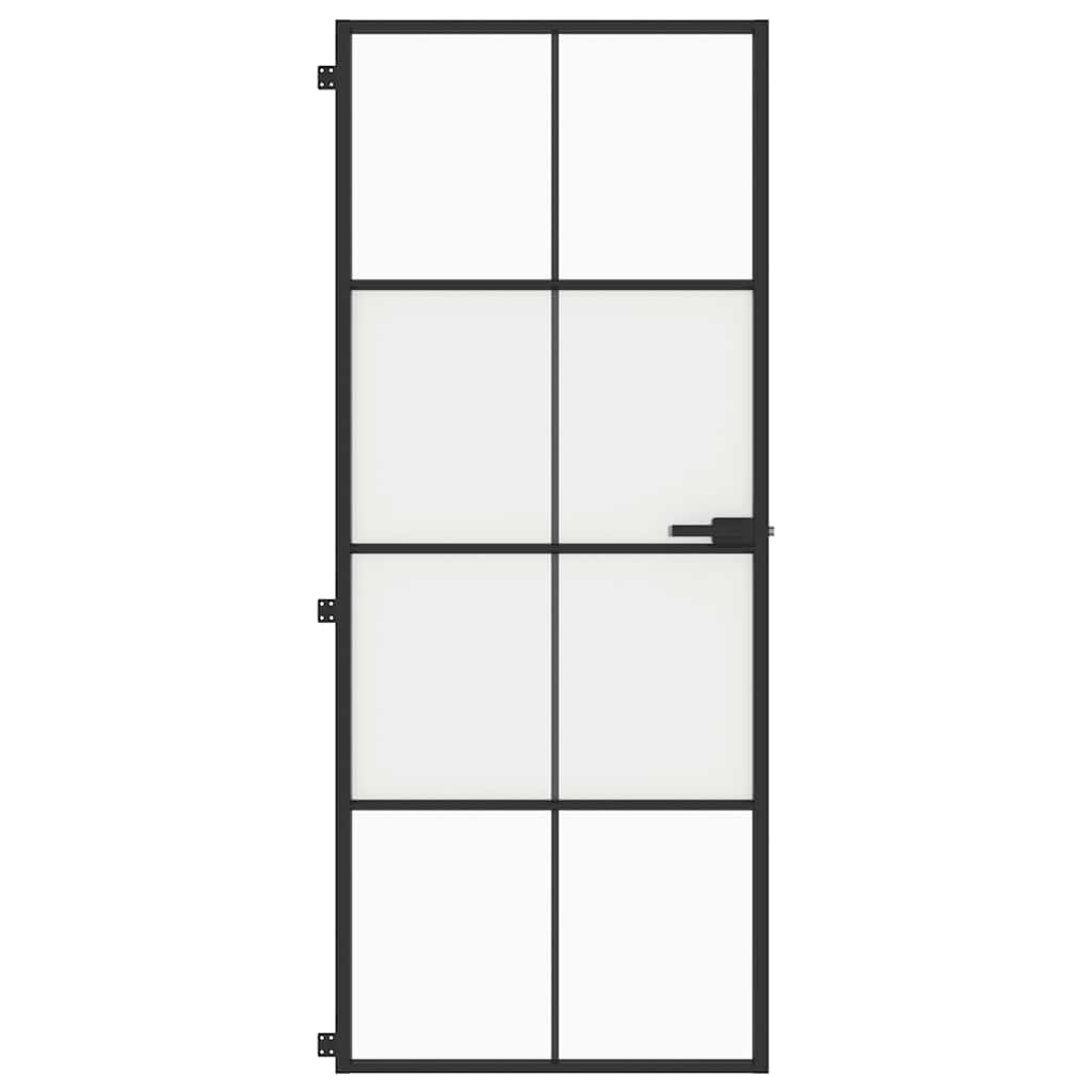 Vidaxl Porta interna stretta 83x201,5 cm in vetro indurito e nero in alluminio