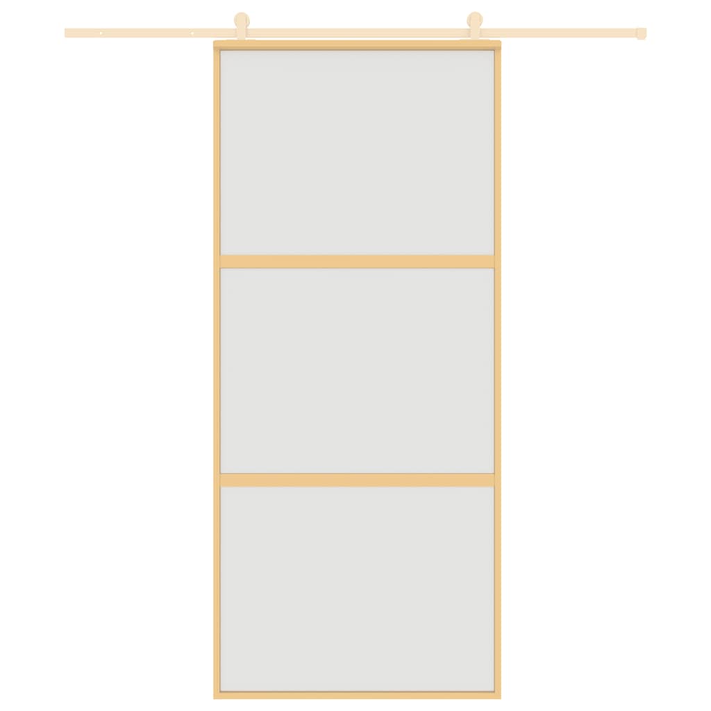 Vidaxl schuifdeur 90x205 cm mat esg-glas en aluminium goudkleurig