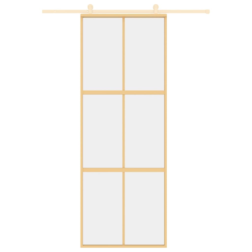 Porta scorrevole Vidaxl 76x205 cm Clear ESG Glass e in oro in alluminio