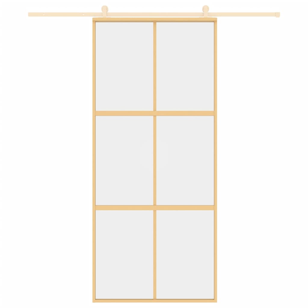 Porta scorrevole Vidaxl 90x205 cm Clear ESG Glass e in oro in alluminio