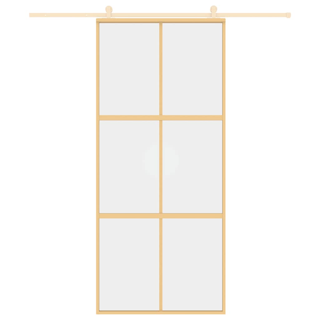 Porta scorrevole Vidaxl 90x205 cm Clear ESG Glass e in oro in alluminio
