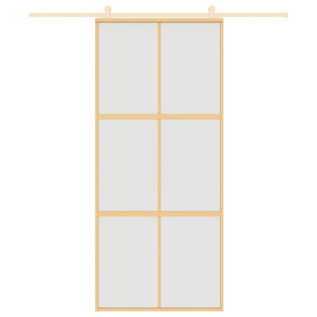 Vidaxl schuifdeur 90x205 cm mat esg-glas en aluminium goudkleurig
