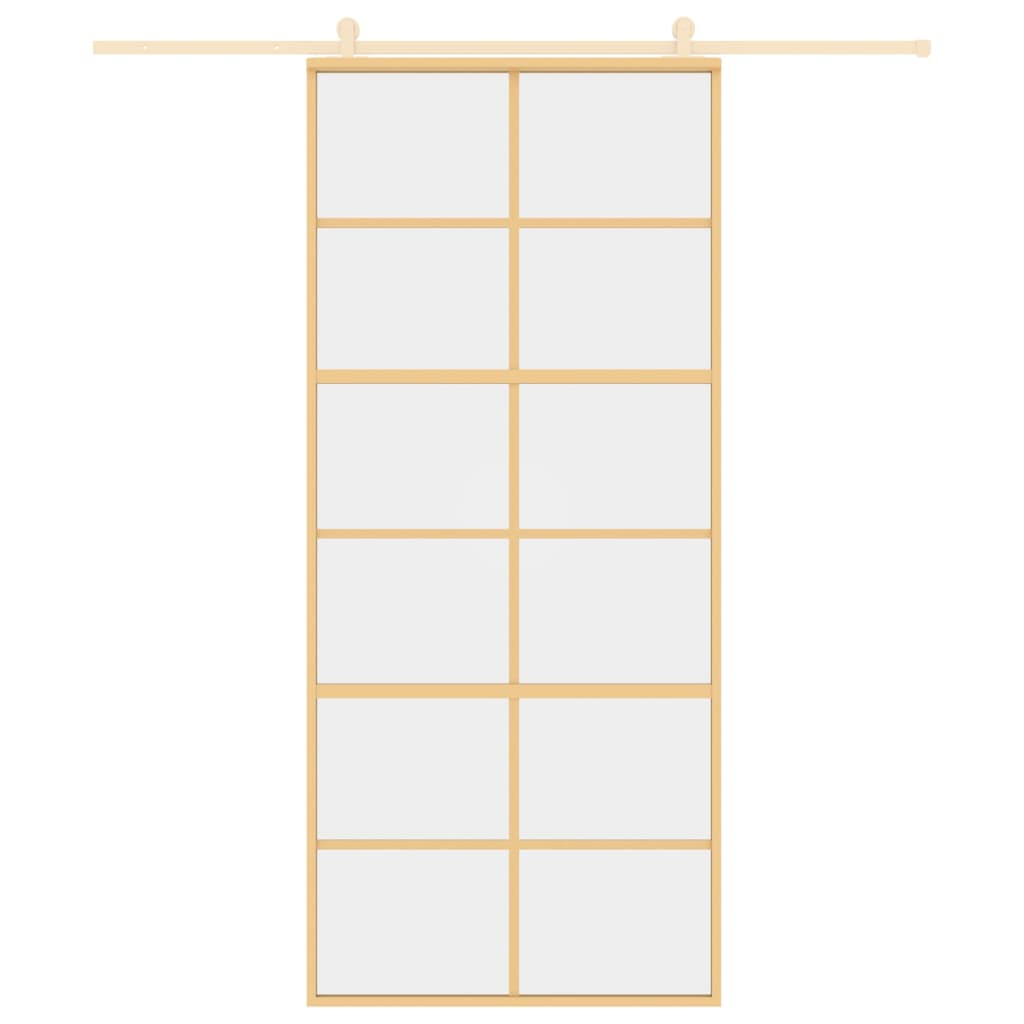 Porta scorrevole Vidaxl 90x205 cm Clear ESG Glass e in oro in alluminio