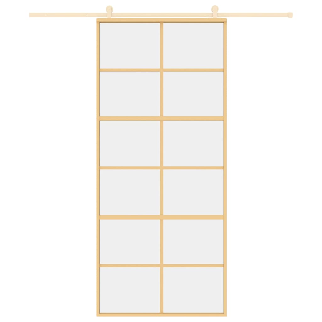 Vidaxl schuifdeur 90x205 cm helder esg-glas en aluminium goudkleurig