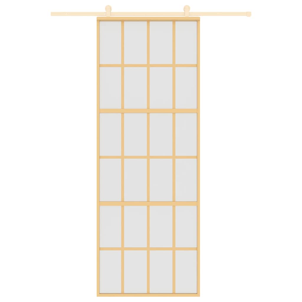Vidaxl schuifdeur 76x205 cm mat esg-glas en aluminium goudkleurig