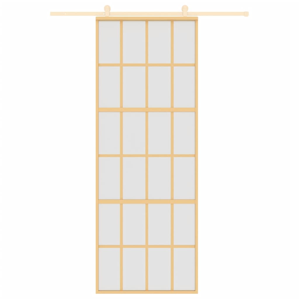 Porta scorrevole Vidaxl 76x205 cm in vetro ESG e oro in alluminio