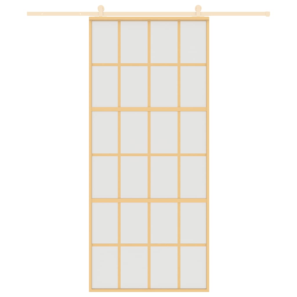 Vidaxl schuifdeur 90x205 cm mat esg-glas en aluminium goudkleurig