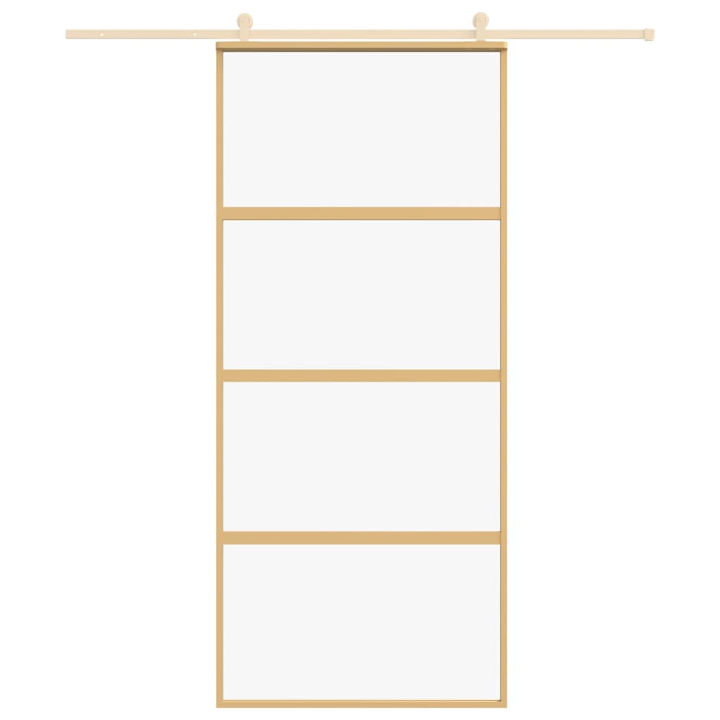 Porta scorrevole Vidaxl 90x205 cm Clear ESG Glass e in oro in alluminio