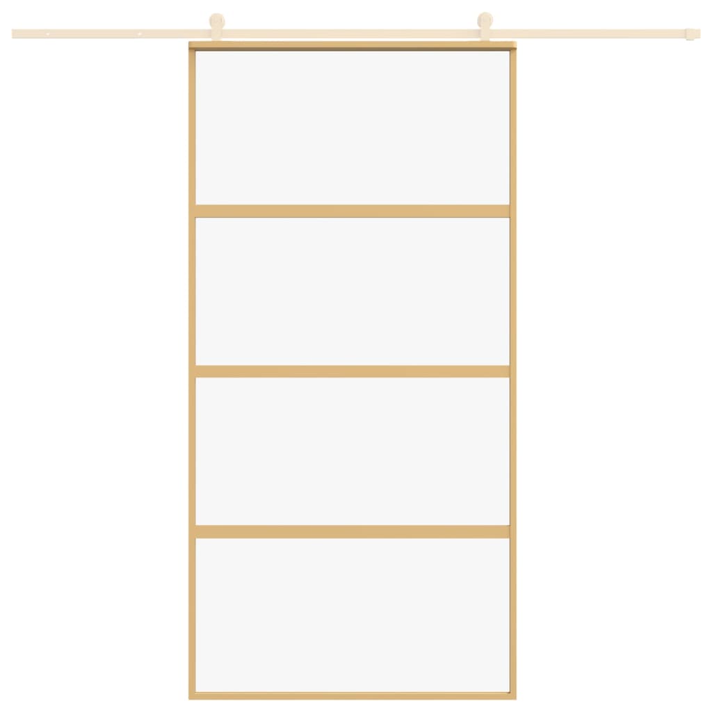 VidaXL Schuifdeur 102,5x205 cm helder ESG-glas en aluminium goudkleur