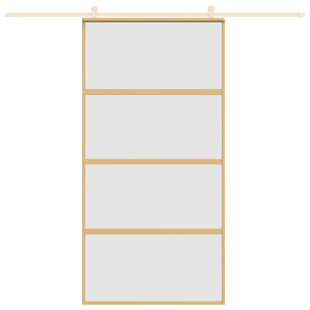 Porta scorrevole Vidaxl 102.5x205 cm vetro ESG e oro in alluminio