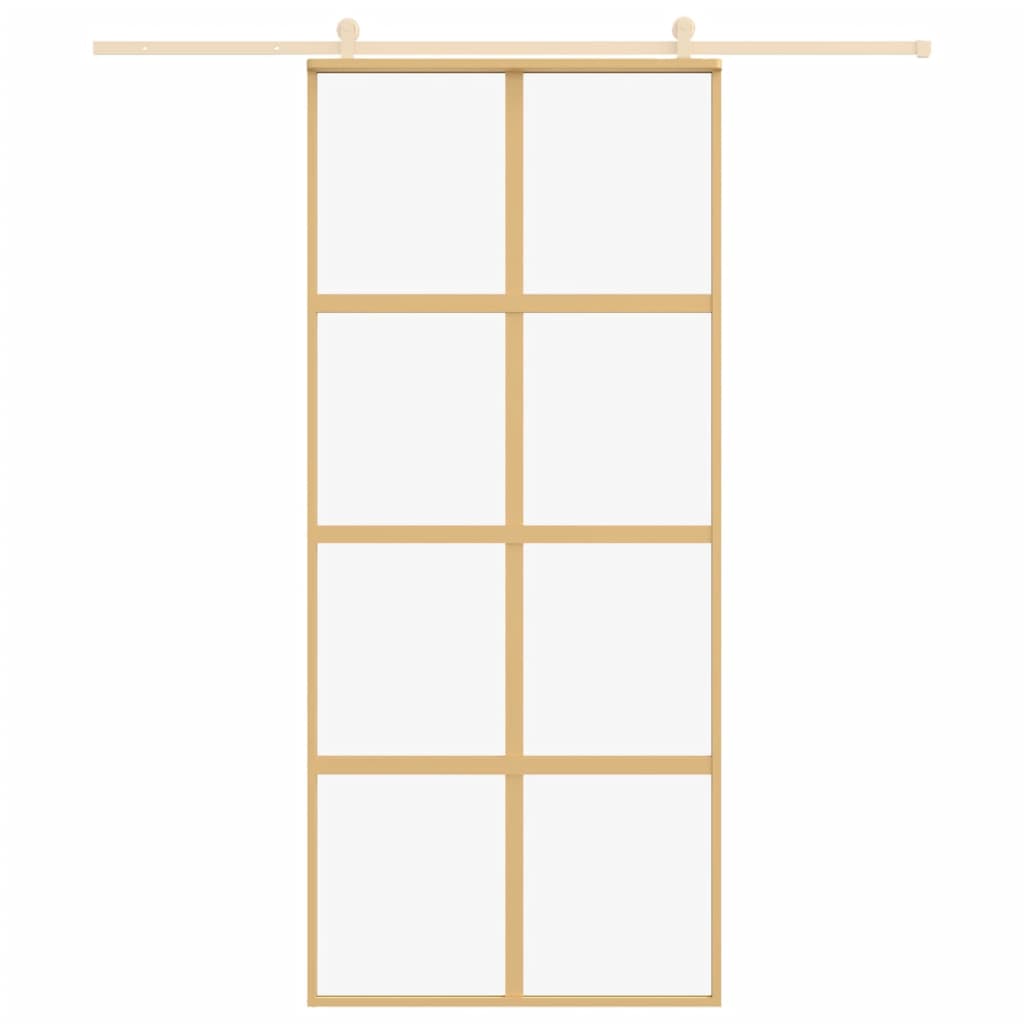 Porta scorrevole Vidaxl 90x205 cm Clear ESG Glass e in oro in alluminio