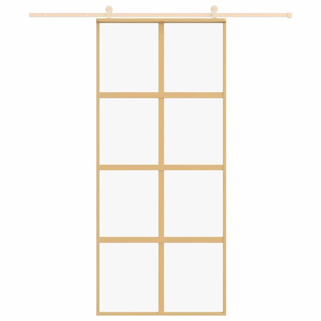 Porta scorrevole Vidaxl 90x205 cm Clear ESG Glass e in oro in alluminio