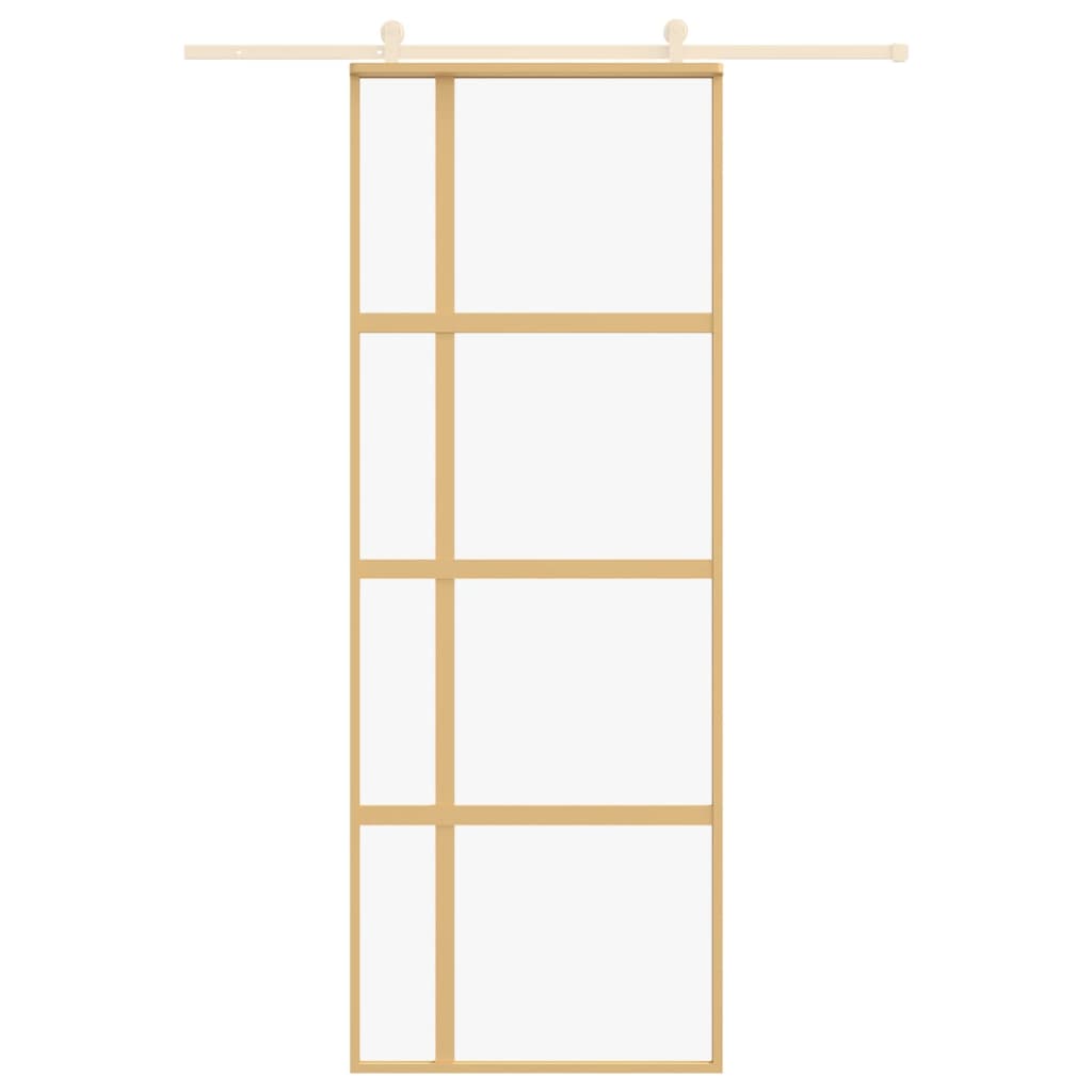 Porta scorrevole Vidaxl 76x205 cm Clear ESG Glass e in oro in alluminio