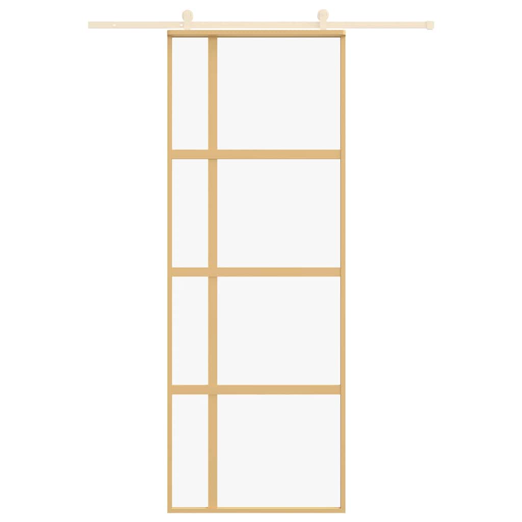 Porta scorrevole Vidaxl 76x205 cm Clear ESG Glass e in oro in alluminio