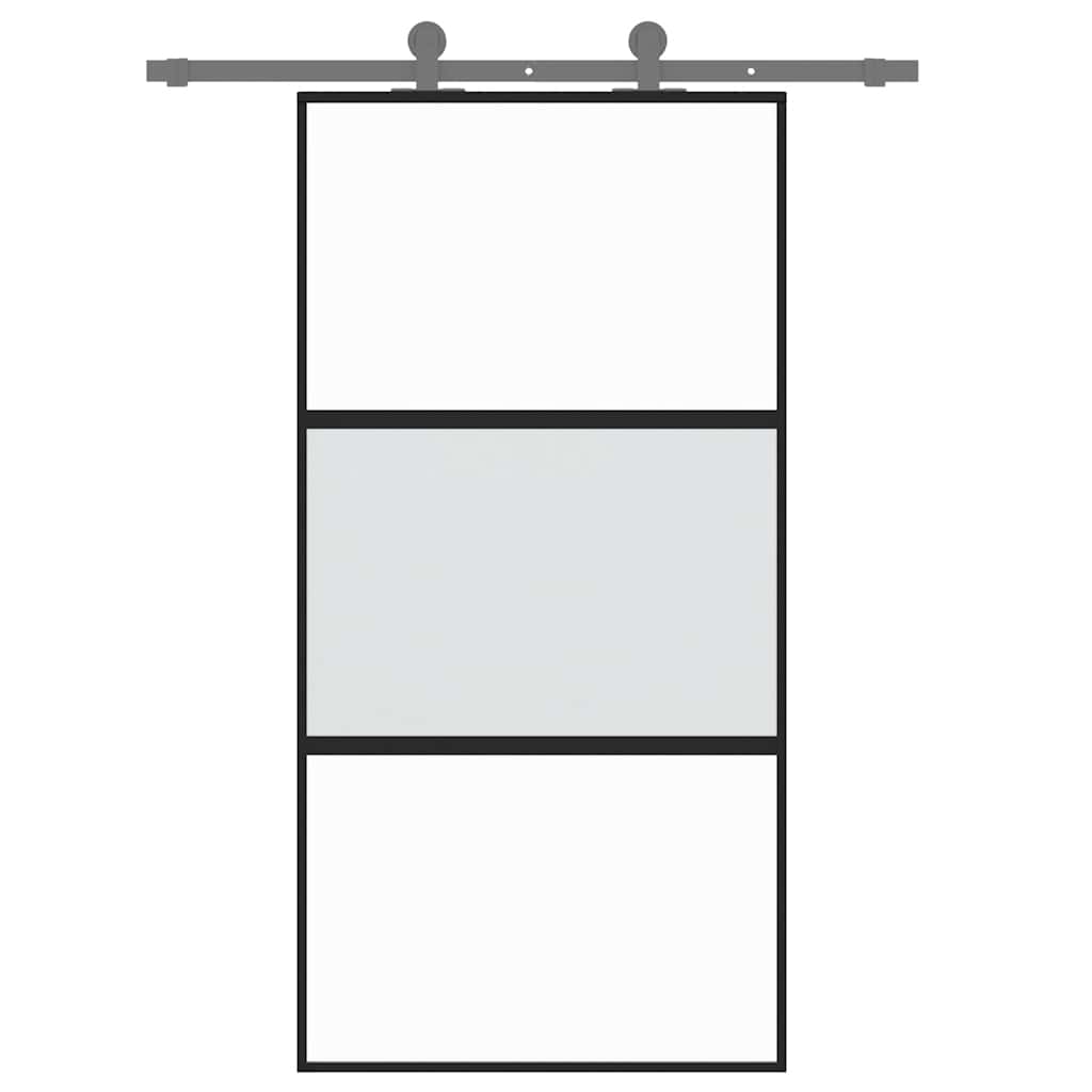 Porta scorrevole Vidaxl 102.5x205 cm in vetro indurito e nero in alluminio