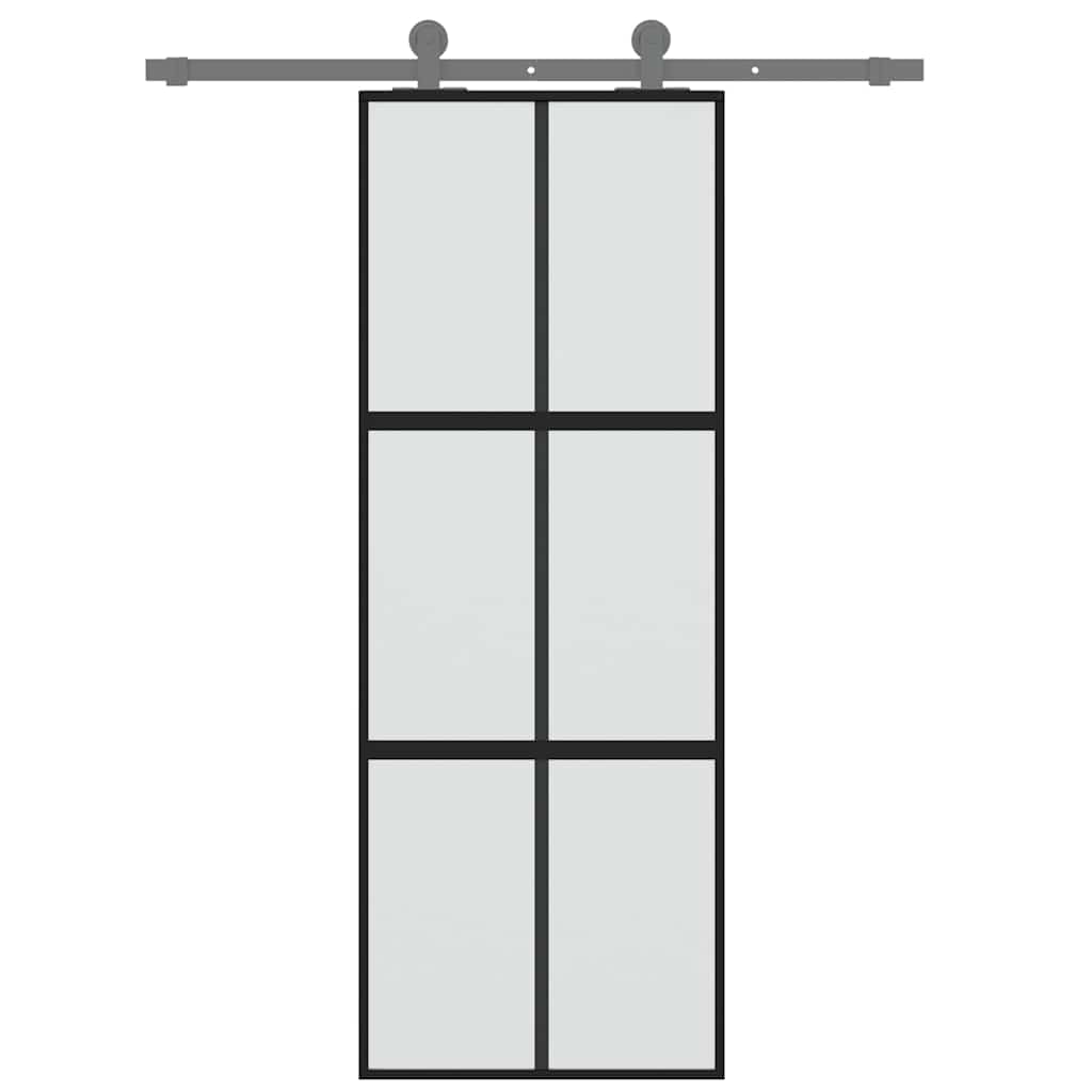 Porta scorrevole Vidaxl 76x205 cm in vetro indurito e nero in alluminio