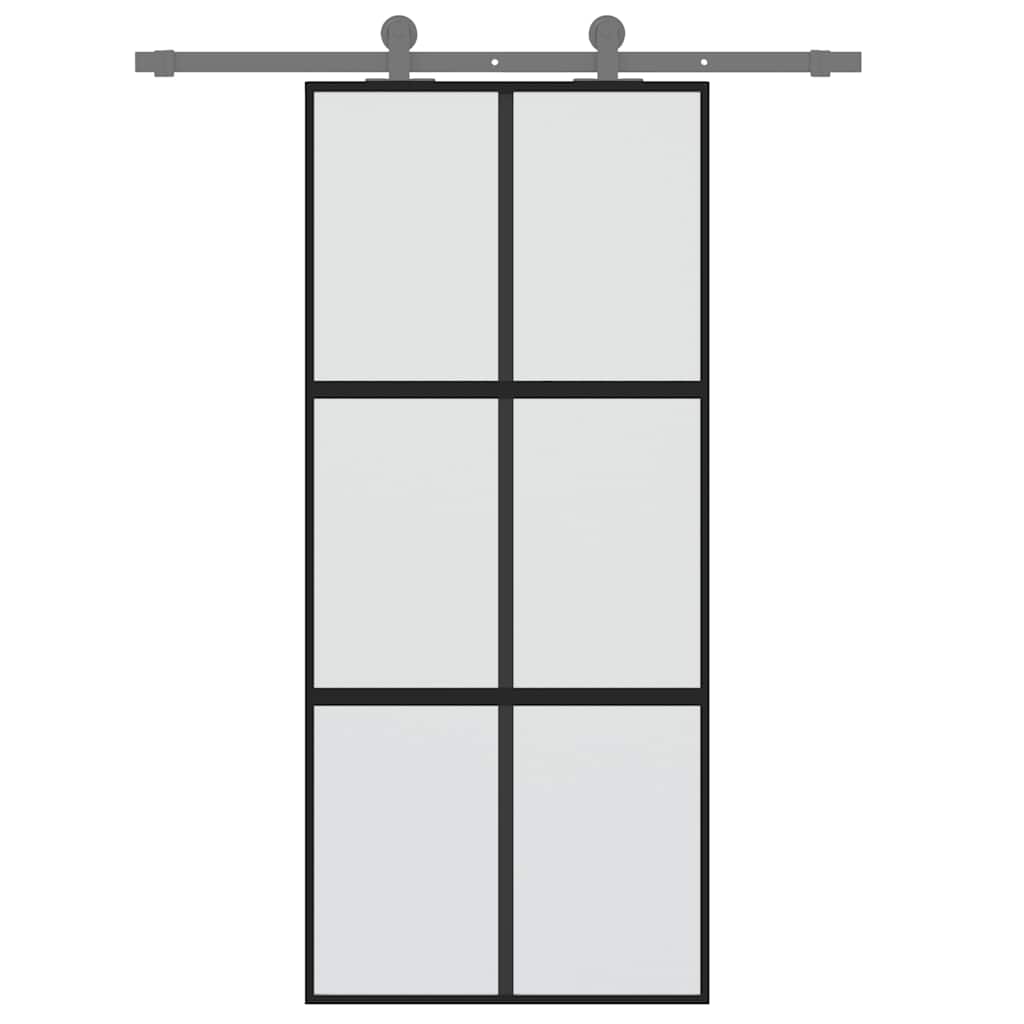 Vidaxl schuifdeur 90x205 cm gehard glas en aluminium zwart